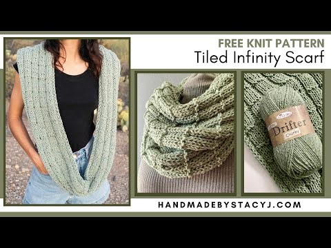 Tiled Infinity Scarf - Free Easy Knitting Pattern