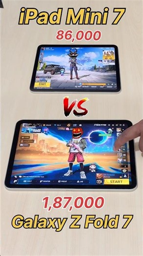iPad Mini 7 vs Galaxy Z Fold 7😈 FreeFire vs PUBG Mobile vs 86,000 vs 1,87,000 vs S22 #shorts #ff