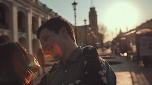 Lovers dancing romantically at sunset - Free Stock Video