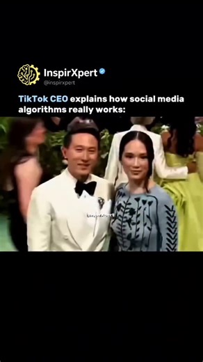 InspirXpert on Instagram: "Tik Tok CEO Shou Zi Chew explained that Tik Tok's algorithm is fundamentally mathematical, based on pattern recognition and collaborative filtering. It doesn't show videos based on who you know but on "interest signals" like what you watch, like, and share. The system finds people with similar tastes and recommends videos liked by those users, predicting what you might enjoy before you even know it. Chew emphasized Tik Tok's unique vision to prioritize content discover