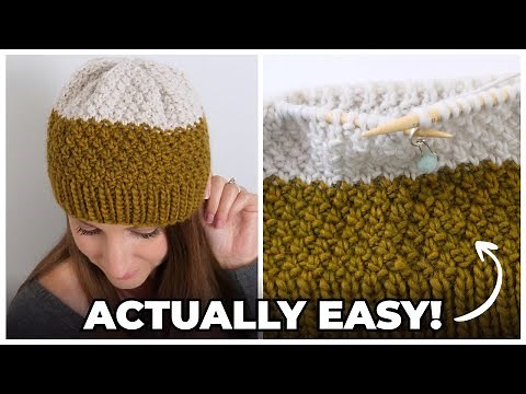 EASY Textured Knit Hat Tutorial for New Knitters!