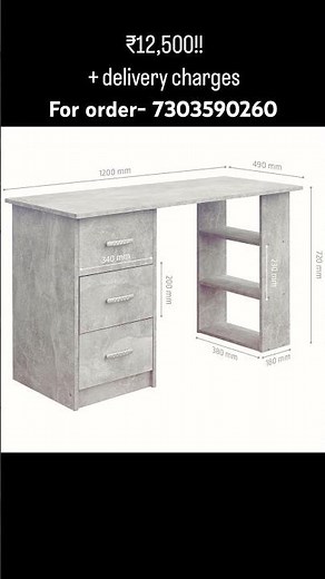 Modern and functional study tables with spacious desktop multiple storage drawers, and open shelves.
