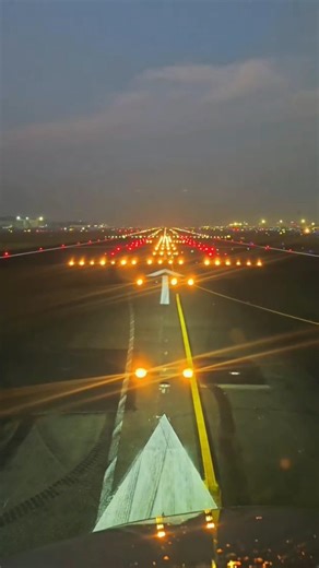 Pilot View Takeoff |✨ Runway Lights & Night City View | 🔥#aviation #airport #shorts