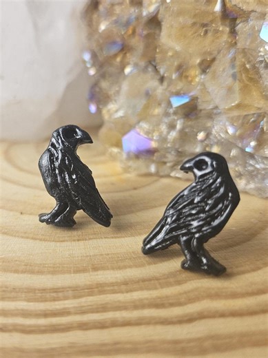 Crow & Raven Stud Earrings | Handmade Gothic Polymer Clay Jewelry - Etsy