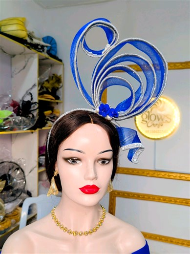 #creatorsearchinsights Royal blue elegance 💙✨ Handcrafted fascinator perfect for weddings, church and special occasions. Call/Whatsapp 08150623502 to order. #fascinator #millinery #fascinatorstyle #nigerianfashion