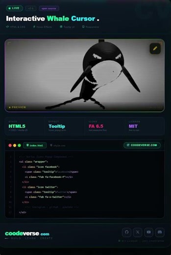 Interactive whale cursor #css #hiphop #frontendcourse#webdesign #webdev
