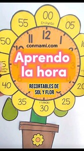 Motivador material para aprender la hora con los recortables de flor y sol. Reforzamos la hora análogo, digital y escrito. Tiene varias opciones para trabajarlo como manualidad , para pegarlo en el cuaderno, para colorearlo etc . Este material tiene el costo de sólo $1( dolar americano) por solamente 24 horas. Son aprox. 100 hojas para imprimir a color y B/N. Lo encuentras en conmami.com o en el link del perfil o déjame un mensaje para enviarte el enlace. #lahora #recursospedagógicos #materialed