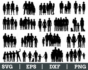 Family Portrait Svg, Family Silhouette, Family Vector, Family Cut File, Dxf, Png - Etsy