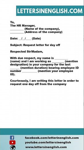 Leave Day Off Request Letter - Sample Letter Requesting Day Off