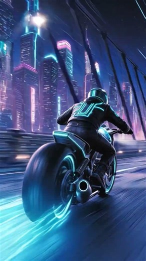 Hype Synthwave-Rock - Futuristic Cyberpunk Bike Ride! #motorbike #neonlights #adrenaline
