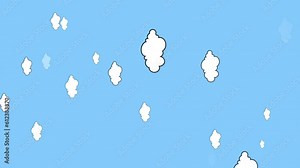 4K Vertical Cloudy sky animation. Animated Clouds in Blue Sky Background. Cartoon clouds landscape illustration. Clouds background. Particle Cloudy Sky Plane Flying Motion Effect. Cloudy sky view.