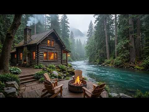 Cozy Forest Cabin by the Waterfall 🌿 Nature Sounds for Sleep, Meditation & Relaxation