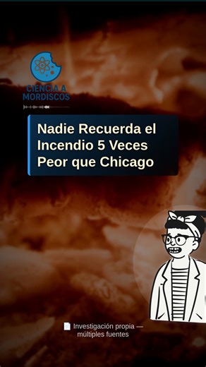 ⚛️ Nadie Recuerda el Incendio 5 Veces Peor que Chicago La vaca que destruyó Chicago fue inventada. Un periodista lo confesó 40 años después. Pero esa misma noche, un incendio 5 veces más letal arrasó 16 pueblos... y nadie lo recuerda porque lo primero que ardió fueron las líneas de telégrafo. ¿Tu ciudad podría sobrevivir un incendio como el de 1871? 📚 REFERENCIAS CIENTÍFICAS: • 150th Anniversary of the Great Chicago Fire of 1871 (NWS/NOAA, 2021) https://www.weather.gov/lot/1871fire • Chicago Fi