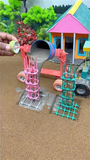 😱 Mini Tractor Making Cement Pillar | Amazing Real Working DIY Machine #shorts #youtubeshorts