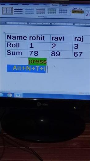 Insert a table in ms word#msword #shortcutkey #shorts
