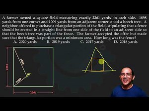 Neighbor ask to buy a triangular area from a square lot; agreed by for minimum area - BARC Finals
