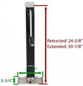 Square Direct Weld Jack w/ Footplate - Drop Leg - Sidewind - 28-3/4" Lift - 3,000 lbs etrailer Trail