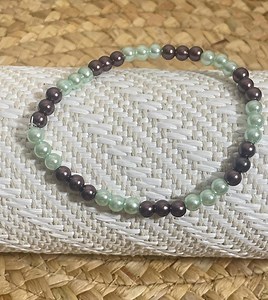Earthy, Acrylic Pearls Bracelet, Bronze & Mint Green Custom Handmade Jewelry - Etsy