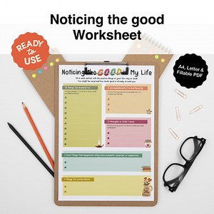 Noticing the Good Worksheet | Gratitude & Positive Thinking Tool for Counseling