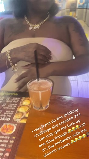 Drinking challenge part 1 she tried cheating 2x n still couldnt get it diwn in 8 😂😂😂😩🤦🏾‍♀️