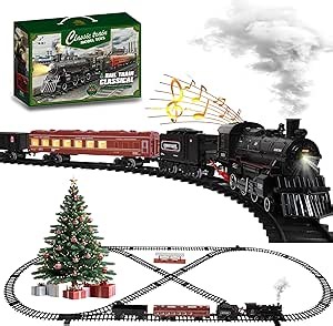 Mantfuty Electric Train Set with Smoke, Light & Sound