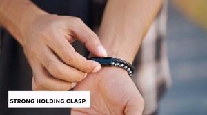 MagnetRX® Hematite & Leather Magnetic Bracelet – Max Strength Natural Stones – Beaded Magnetic Hematite Bracelets (Small)