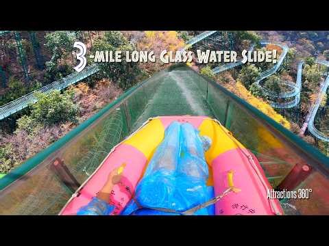 NEW CRAZIEST 3-Mile ALL GLASS Water Slide | Guinness World Record Holder! INSANE Ride!