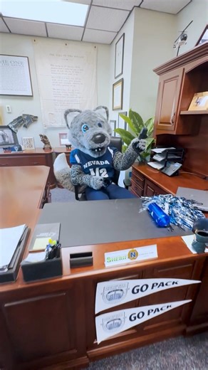 Sheriff Balaam and Wolfie Jr. have officially thrown down the challenge! In the spirit of friendly rivalry, they’re calling out LVMPD Sheriff Kevin McMahill ahead of this evening’s matchup between the University of Nevada, Reno Wolf Pack and that other team from down south… the one with the letters UNL-something. The stakes are simple. The Sheriff representing the losing team has to wear the rival team’s jersey for an entire workday. And let’s just say, we hope Sheriff McMahill looks good in blu