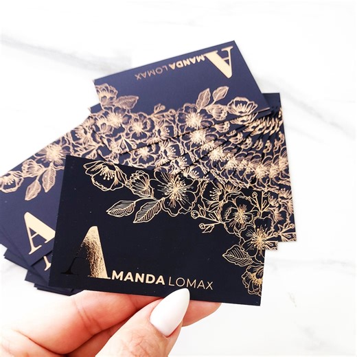 Custom Floral Business Cards: Foiled Design, Small Business (3.5x2 Inch) - Etsy