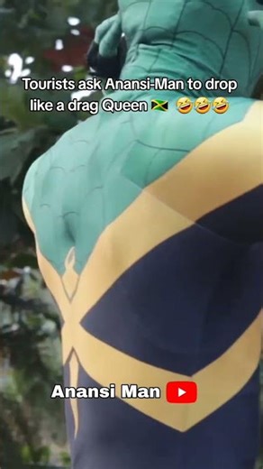 Tourists ask Anansi-Man to drop like a drag Queen #drag #jamaica