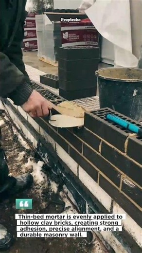 Perfect Thin-Bed Bricklaying! #Construction #Brickwork #Masonry