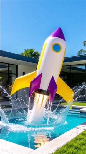 Crazy Rocket Pool Launch! 🚀💦 #DIY #SummerFun