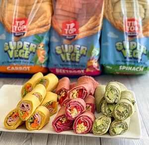Ad Delicious Fresh Pinwheel Sandwiches using Tip Tops new Super Vege Range! School is heading back and I have some ideas to jazz up your lunchboxes! This range of Super Vege bread includes Spinach, Carrot & Beetroot flavoured bread with 20% vegetables. Have you seen them instore? What filling idea would your household like the most? You can find all the ideas and ingredients I used here - https://justamumnz.com/2022/02/09/pinwheel-sandwiches/ #TipTopBakery | Just A Mum's Kitchen