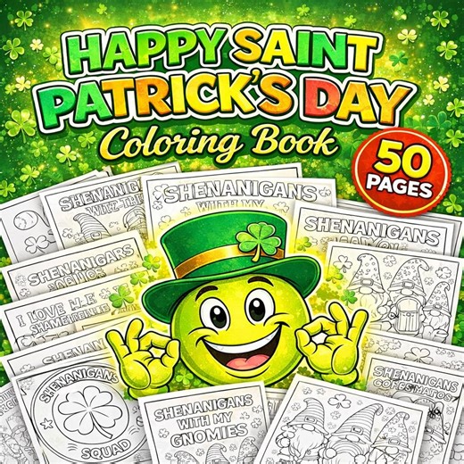Happy Saint Patrick's Day Coloring Book,lucky Shamrock Coloring Pages, Irish Holiday Coloring Sheets, Festive Clover Activity Designs - Etsy