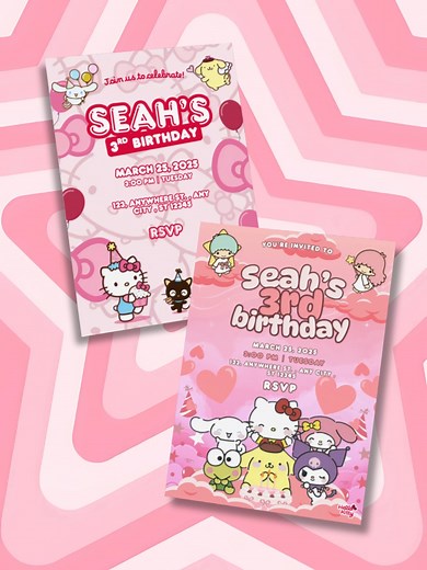 Hello Kitty Birthday Invites: Editable Designs on Canva