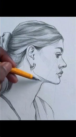 Face Side View Drawing Using Simple Lines ✍️Amazing Pencil Sketch | Side
