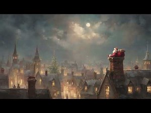🎅 Santa on the Rooftop – Cozy Christmas Night TV Wallpaper (4K)