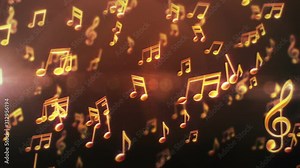 Musical notes passing by. Yellow-Green. Loopable. 2 colors in 1 file. More options in my portfolio.