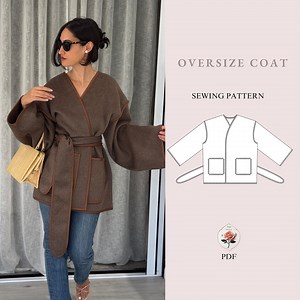 Oversize Coat Cardigan Sewing Pattern | Wrap Jacket Pattern | Long Coat Sewing | Cozy Oversize Coat | INSTANT DOWNLOAD - Etsy