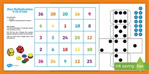Four in a Row Dice Multiplication Game