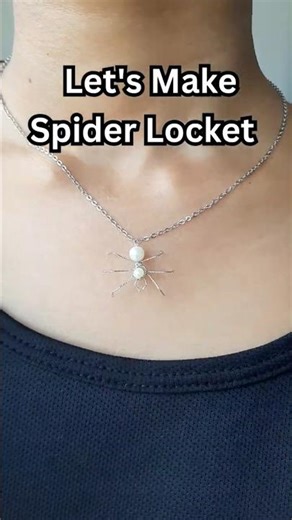 Spider Locket Made with Simple Plain Wire & White Pearl 🕷️ | DIY Jewelry #diy #handmade #shortsfeed