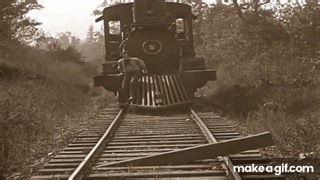 Buster Keaton - Clearing the railroad ties on Make a GIF
