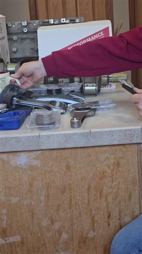 A true bachelor life. In the comfort of my kitchen, measuring oil clearance with a micrometer and dial bore checker. #LS #sprint #410 #racing #engine