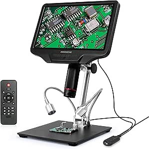 Andonstar 10.1'' WiFi HDMI Digital Microscope AD409, 1080P Long Object Distance PCB Soldering Microscope for Electronics Repair, Support PC Connection to Measure
