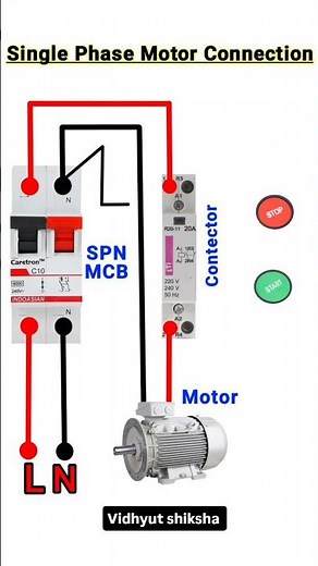 “Single Phase Motor Connection with MCB and Contactor | Start-Stop Switch Wiring” #circuitdiagram