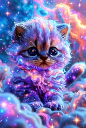 Lost in the stars with this adorable galaxy kitten! 🌌✨ Made of swirling nebulae & glowing stardust – ultimate cosmic cuteness 😍 Save if it melted your heart! 💫🐱 #GalaxyKitten #CosmicCute #KawaiiSpace #StarryCat #MagicalVibes