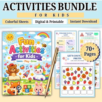 Kids Activity Workbook PDF | Preschool & Kindergarten Learning Activities Bundle