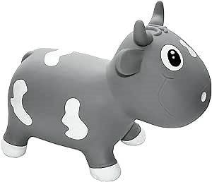 Pop It Up: Kidzzfarm Bouncing Cow: Junior - Grey - Inflatable Animal Hopper, Bouncing Toy & Air Pump, Indoor & Outdoor, Kids & Toddlers Ages 12mo+
