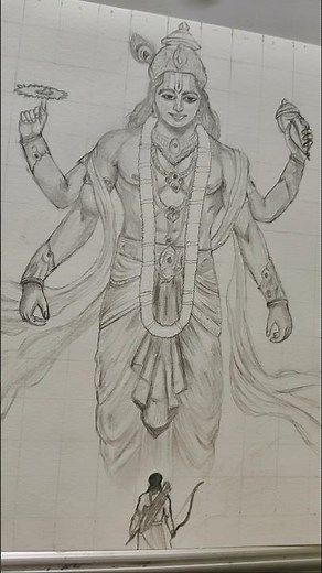LORD VISHNU Drawing 🌺 easy way #drawing #lordvishnu