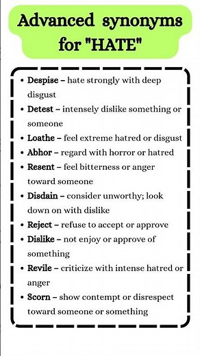 Advanced synonyms for HATE #englishvocabulary #english #englishgrammar #vocabulary #spokenenglish